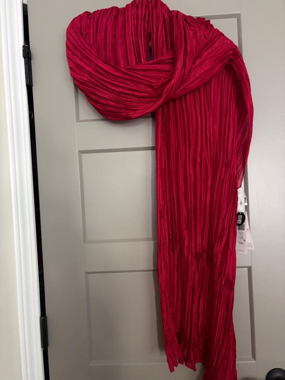 NWT Eileen Fisher Crinkled Whisper Organic Silk Scarf Ruby One Size